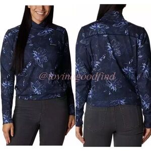 Columbia Weekend Pullover UPF50 Blue Floral Nocturnal Aurelian Print Shirt Sz M